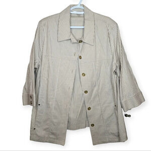 NWT ALIA Tan Beige Cream  Stiped Button Down Collared Jacket Women 16 Plus Size